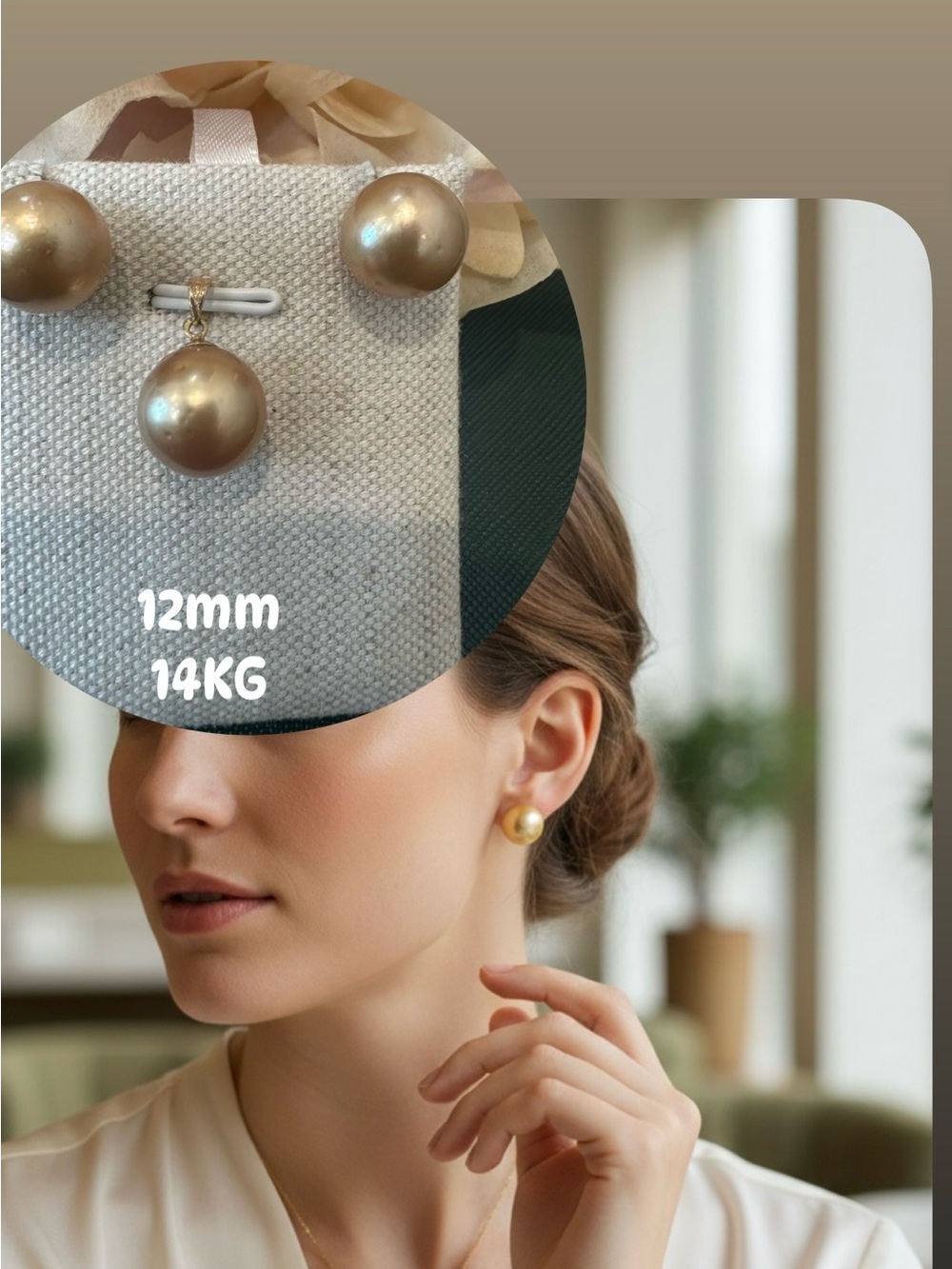 Authentic South sea pearl set in  solid 14KG settings
